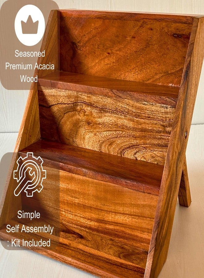 Trendy Trays منظم توابل خشبي أنيق من تريندي تريز، مثالي لأدراج المطبخ والخزائن وأسطح العمل - مصنوع من خشب الأكاسيا الفاخر - رف ثلاثي الطبقات | لا يشمل الزجاجات | أضف لمسة مميزة لمطبخك مع منظم التوابل الخاص بنا - Image 2